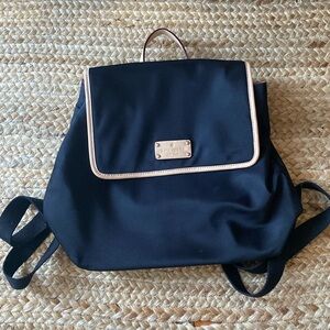 Kate Spade ♠️ Black Backpack with Tan Leather Trim